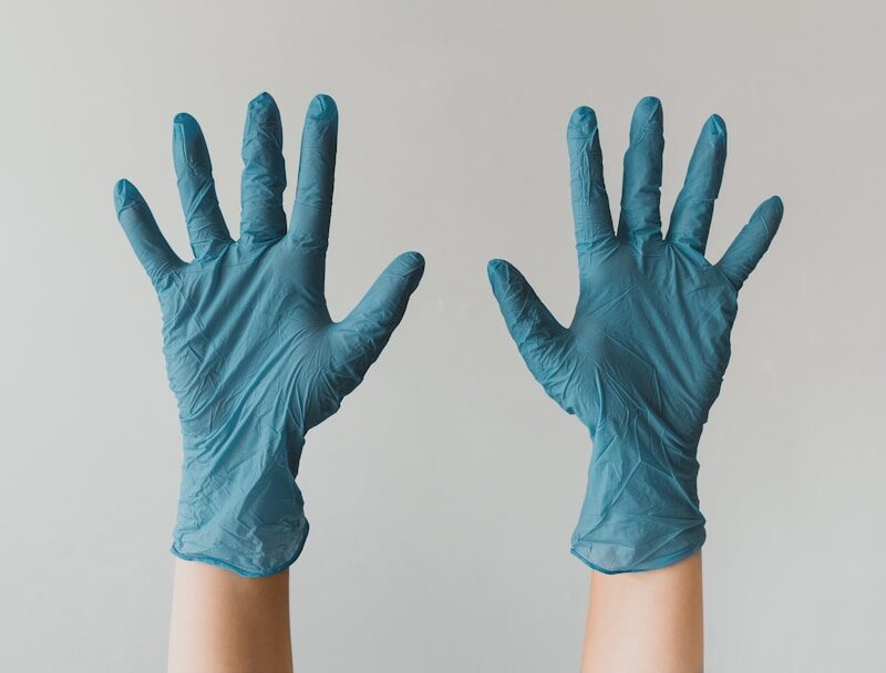 persons left hand with white background